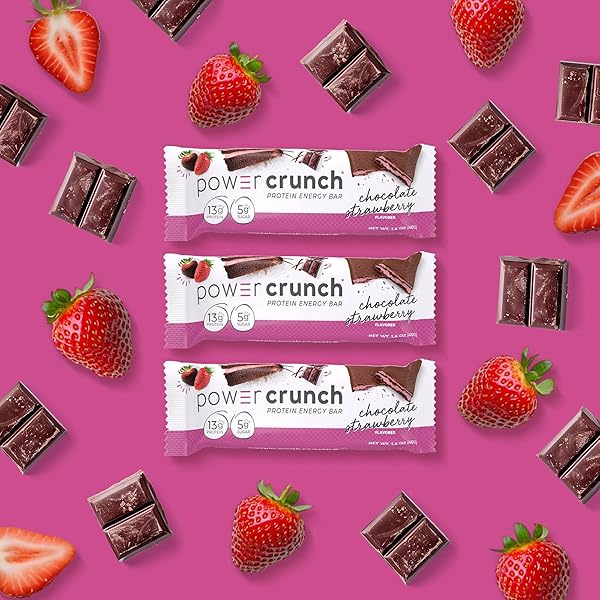 POWER CRUNCH PROTEIN WAFER BARS, HIGH PROTEIN SNACKS WITH DELICIOUS TASTE, CHOCOLATE STRAWBERRY, 1.4 OUNCE (12 COUNT)