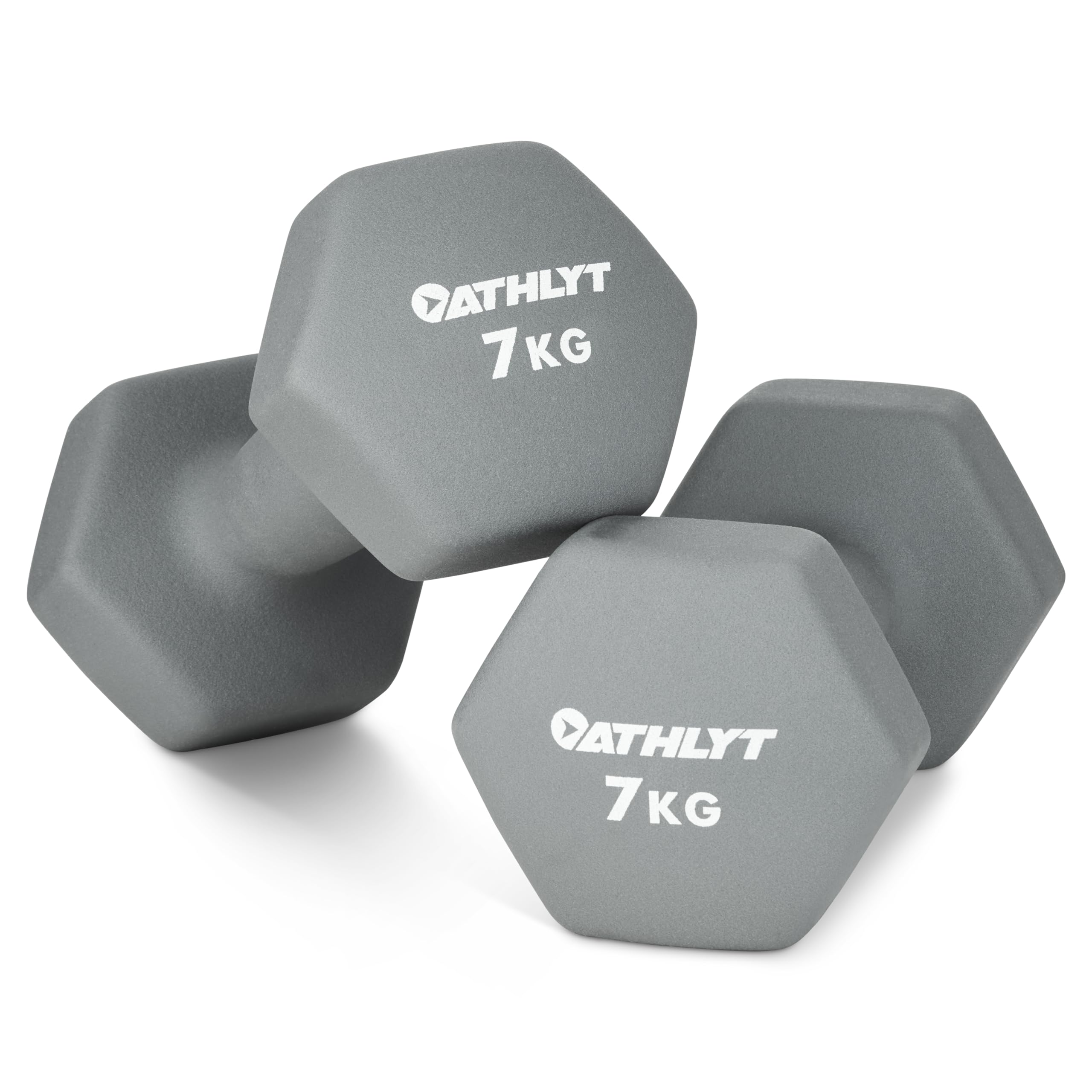 Athlyt Neoprene Dip Dumbbell Set, 2 x 7kg, Grey