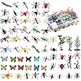 Gejoy 75 Pieces Fake Bugs Assorted Play Plastic Toy Bugs Mini Realistic Insects Figures Randomly Creepy Crawlers with Storage Box for Insect Themed Halloween Party (Cool Style)