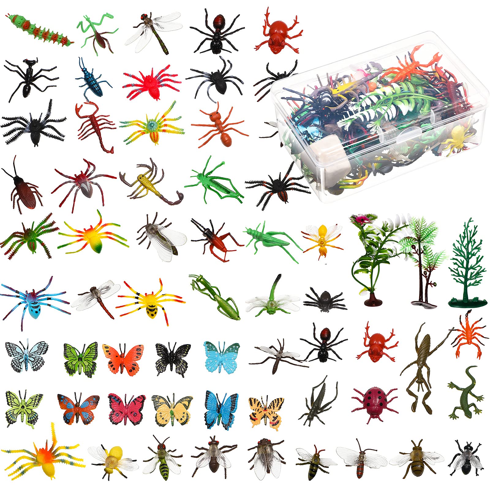 Toy Insects Gejoy 75 Pieces Fake Bugs Assorted Play Plastic Toy Bugs Mini Realistic ...