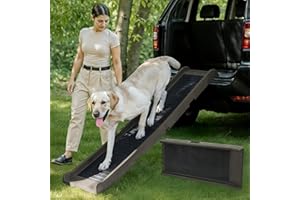 PRIORPET Dog Ramp for Car - 68,5" Long & 15" Wide - Rubber Anti-Slip Dog ramps for Large Dogs - Stable Dog Car Ramp 190 LBS Capacity - Foldable Pet Ramp for Truck - Portable Folding Dog Ramp - Dark Gray