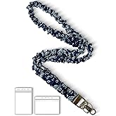 Lanyardio Stretchy Scrunchie Lanyard for ID Badges Keys, Cute Teacher Lanyard for Women with 2 Card Holders 19.6 Inch