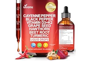 VivoNu Cayenne Pepper Drops Supplement, Liposomal Tech 98% Absorption, Supports* Leg Vein, Heart & Blood Vessel* Health, with Vitamin E D3+K2 & Extracts of Grape Seed, Hawthorn, Beetroot, Berberine