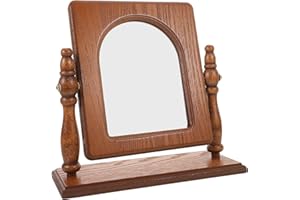 JOINPAYA Vintage Wooden Frame Makeup Mirror Rectangular Antique Vanity Table Mirror for Bedroom Dressing