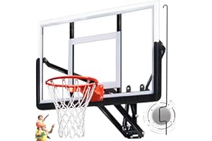 Defulion 54.5" Wall Mounted Basketball Hoop Adjustable Height Basketball Goal Indoor Outdoor Use Easy Assemble Perfect for Garage Fitness Center Barn School Gym Camp Driveway and More
