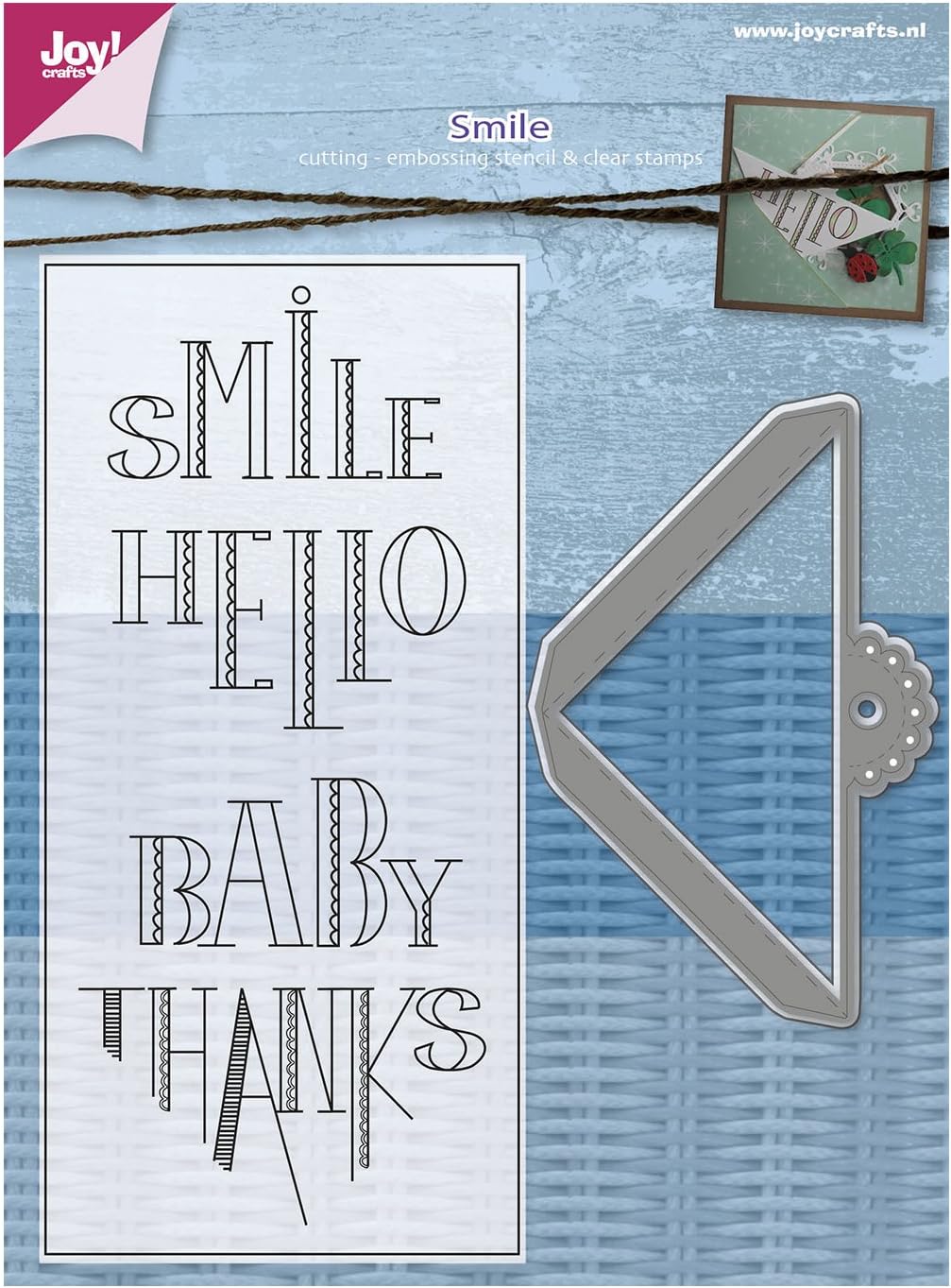 Joy!Crafts Cutting-Embossing Stencil and Clear Stamp Smile, Metal, Silver, 5.9 x 9.2 x 0.02 cm