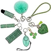 KLKOKVKE Gift Keychain Set for Women Including Wrist Strap, Heart Accessory, Petal Decor and Pom Pom
