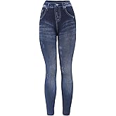 KMystic Women's Denim Print Fake Jeans Leggings