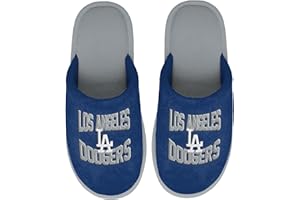 FOCO MLB Men's Official Primary Logo Wordmark Embroidered Stacked Team Logo Scuff Slide Slippers