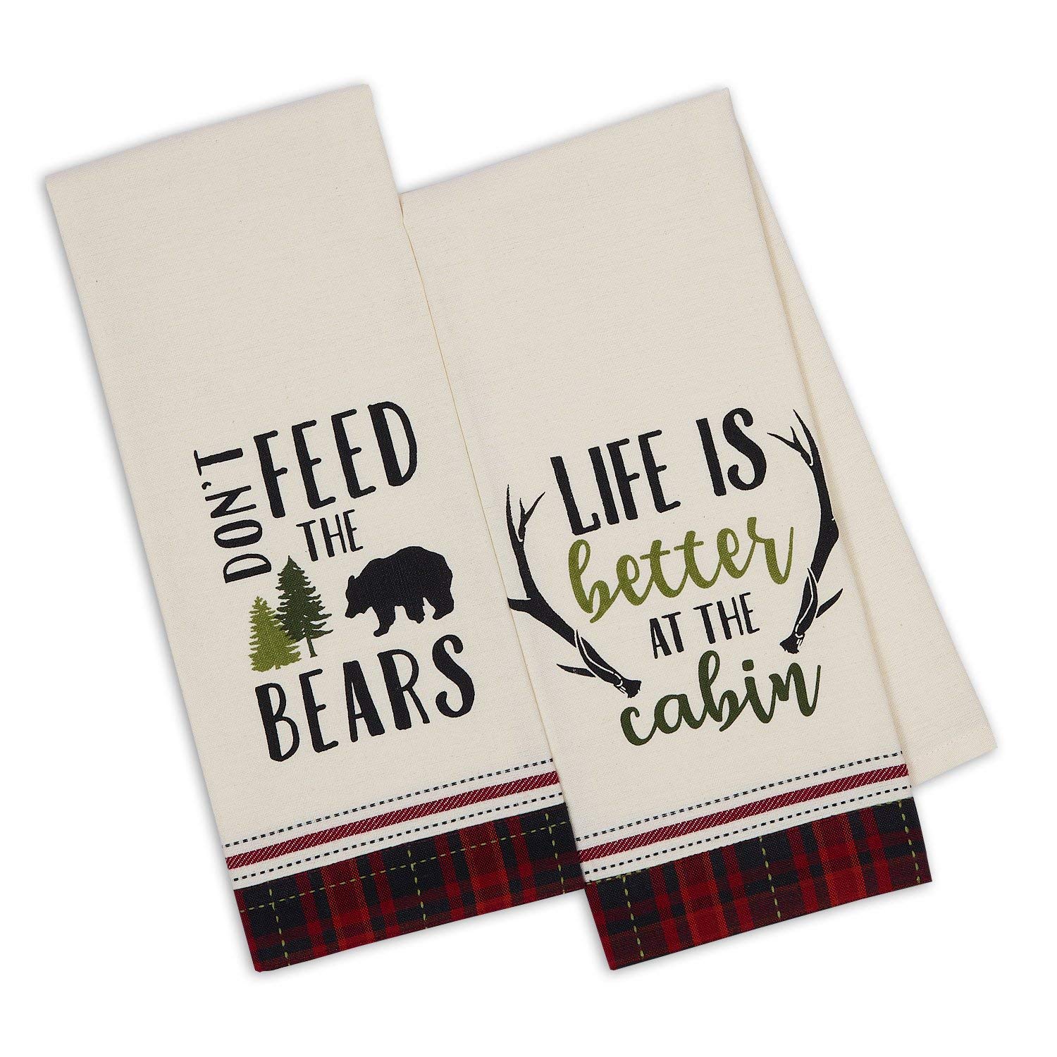 Design Imports DII Cabin Rules Embellished Dishtowels Drying Cloth Set of 2