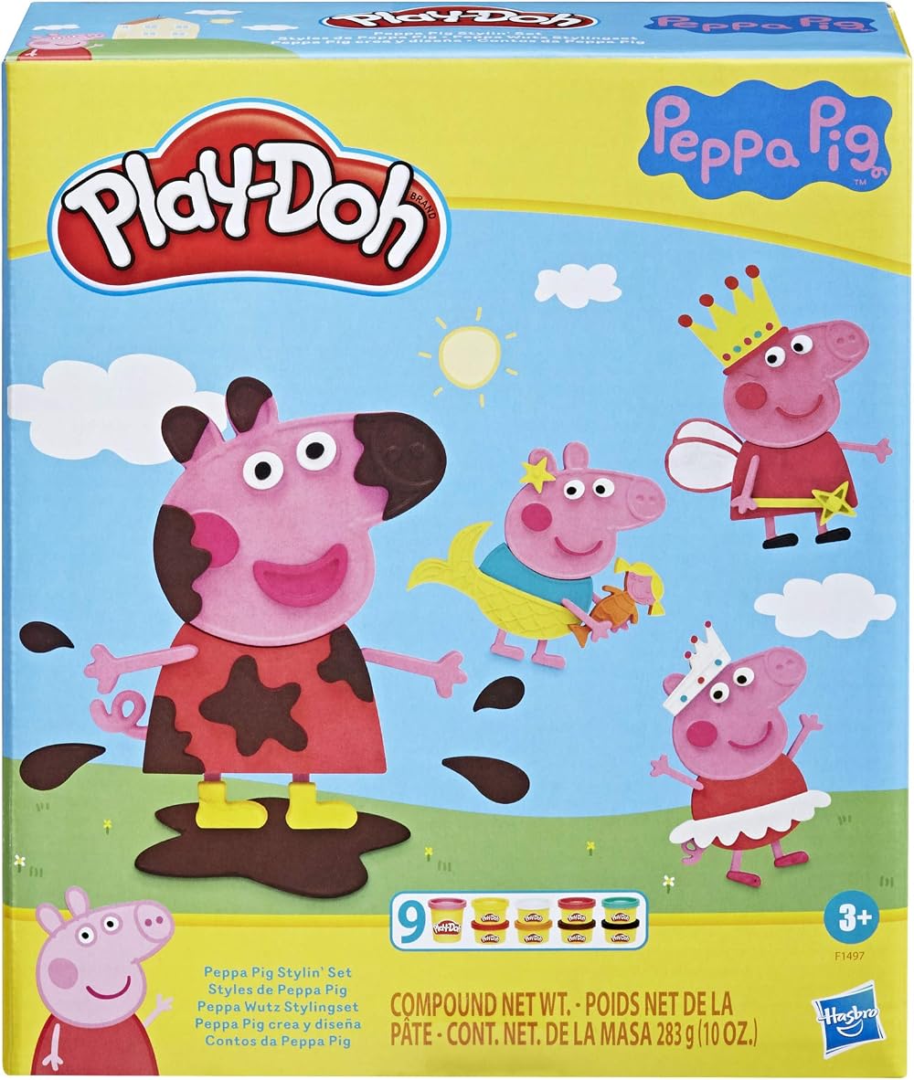 Play-Doh Peppa Pig Stylin Set with 9 Cans 57g Pink 28g Each 11 Accessories