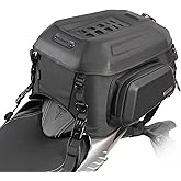 abamita Rhinowalk Motorcycle Tail Bag Waterproof 23-35L Expandable Motorbike Helmet Bag Luggage Bag Storage Bag with Sissy Bar Straps Matte Black