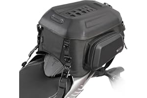 abamita Rhinowalk Motorcycle Tail Bag Waterproof 23-35L Expandable Motorbike Helmet Bag Luggage Bag Storage Bag with Sissy Bar Straps Matte Black