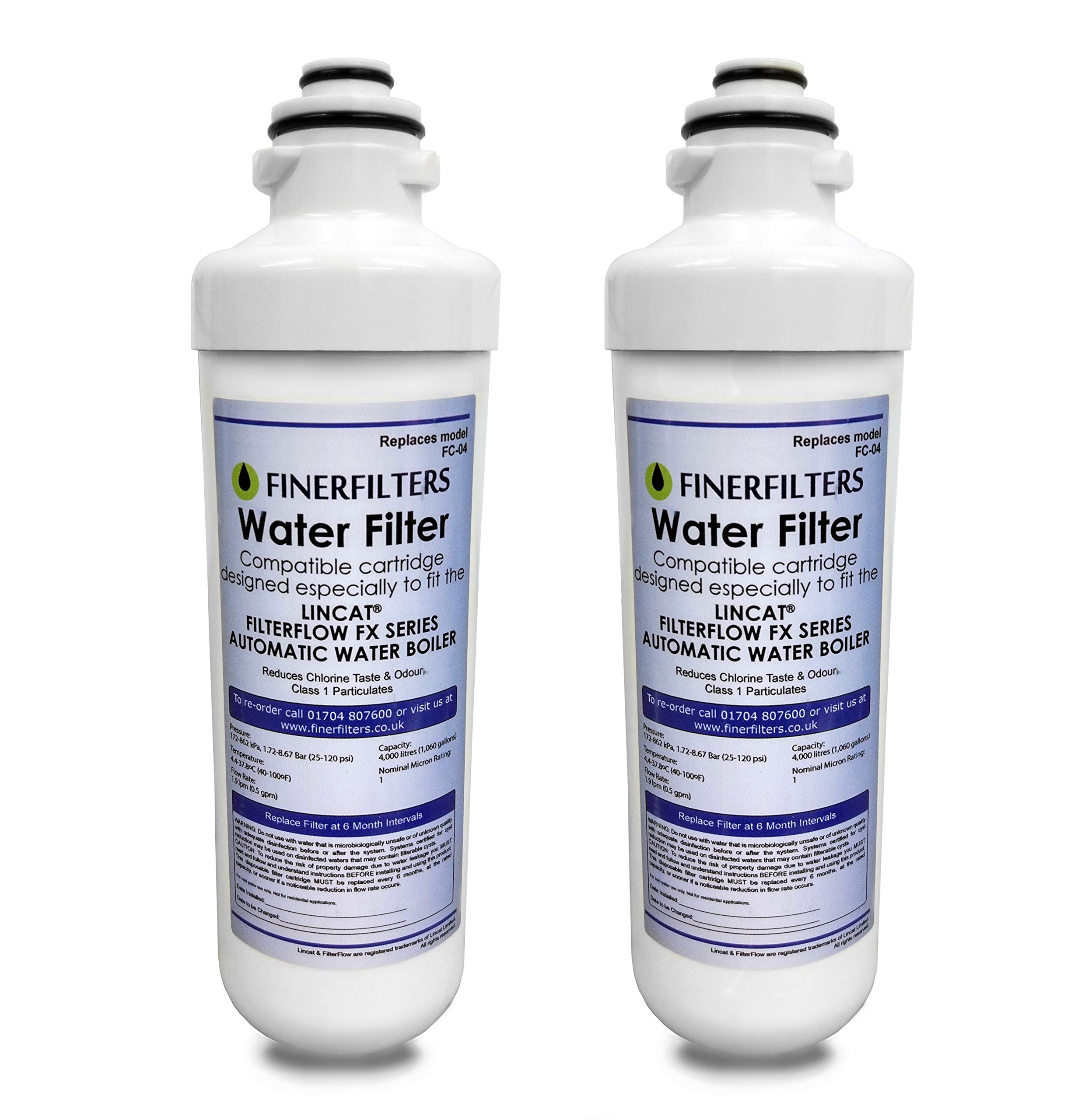 Finerfilters FC04 Water Filter Compatible with All Lincat FilterFlow FX Series Automatic Water Boilers Including EB3FX, EB4FX, EB6FX, EB6TFX, EB3FX/PB, EB3FX/TT (2 Pack)