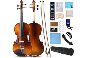SSIUKLRR Violin 4/4 Full Set,Beginner Violin for Adults,Kids,Students,4/4 Violin with spruce,maple and ebony accessories,Full Size Violin with 13 pieces for Beginner Ages 11+,Professional Performers(Natural-B)