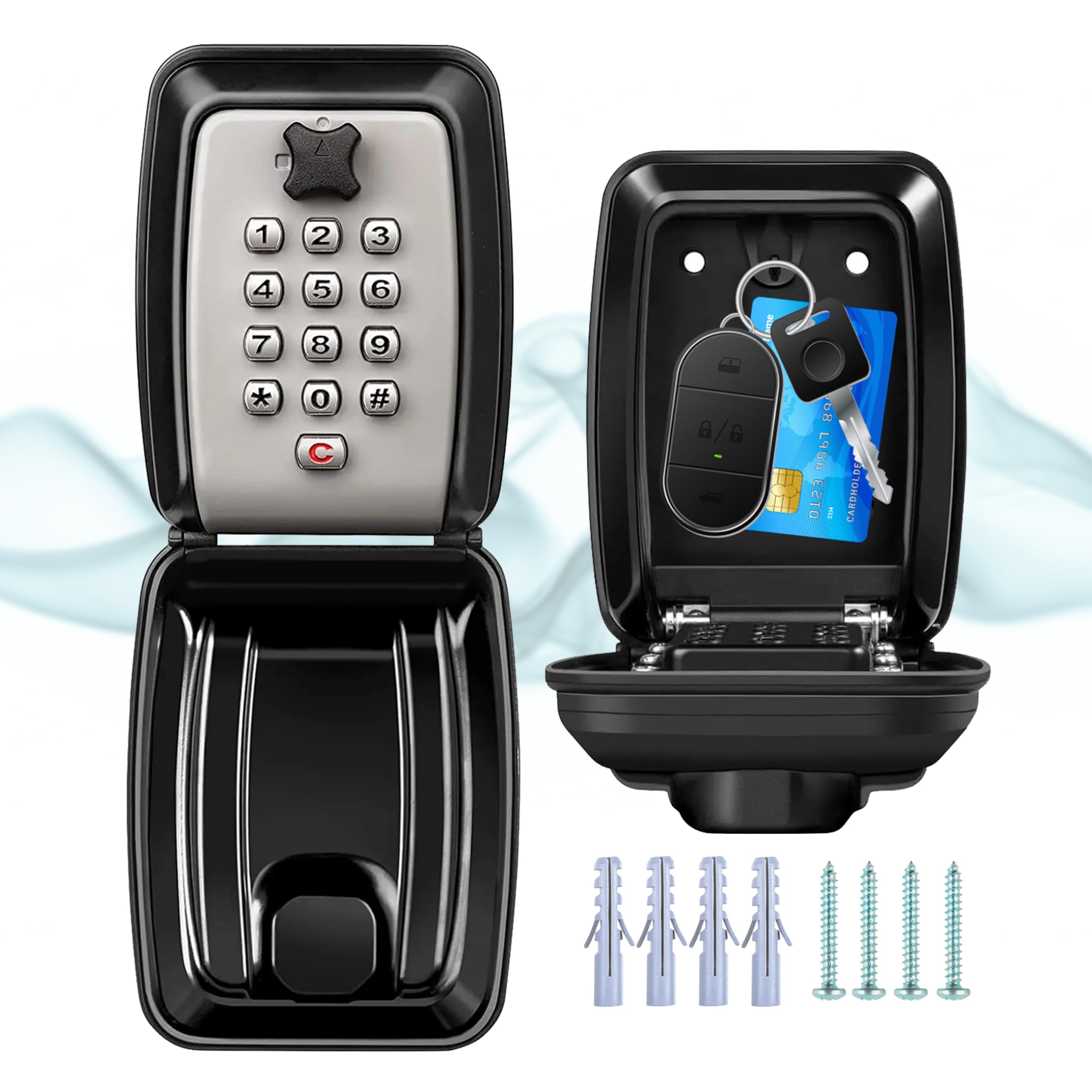 ViperSafe - Key Safe Wall Mounted Outside, High Security 12-Digit Combination Lock Box, Professional Weatherproof Key Hider with Large Capacity, Durable Metal Box for Home, Garage & Office (Grey)