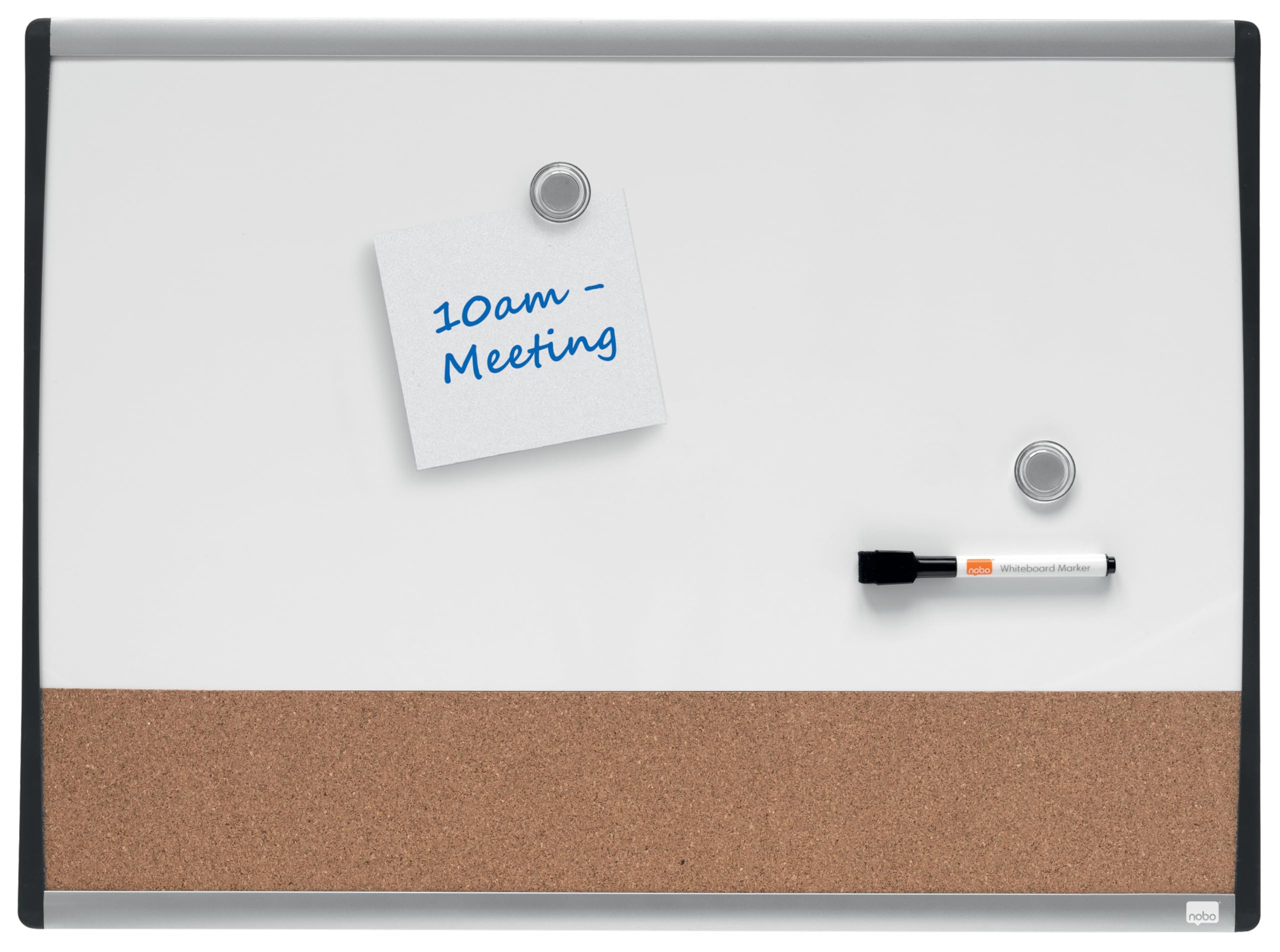 Nobo Small Magnetic Whiteboard With Cork Notice Board, Arched Frame, Wall Mountable, Portrait Or Landscape, Home/Office, 585 x 430 mm, 1903810,A2, Light Brown