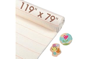 SUKHUMVIT 118” x 79” Large Tufting Cloth, Primary Tufting Cloth with Marked Lines for Tufting Guns, Four Edges Sewn Monks Cloth for Punch Needle Tufting Rug DIY Crafts