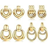 YADOCA Dangle Earrings for Women Trendy Chunky 16K Gold/Silver Plated Statement Knot Earrings Hypoallergenic Heart Geometric Link Drop Dangle Earring Set Lightweight Fashion Accessories Jewelry