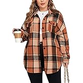 ZOMVA 2025 Women's 1X-5X Plus Size Flannel Plaid Corduroy Shacket Jacket Oversized Button Down Coats Shirts Winter Fall