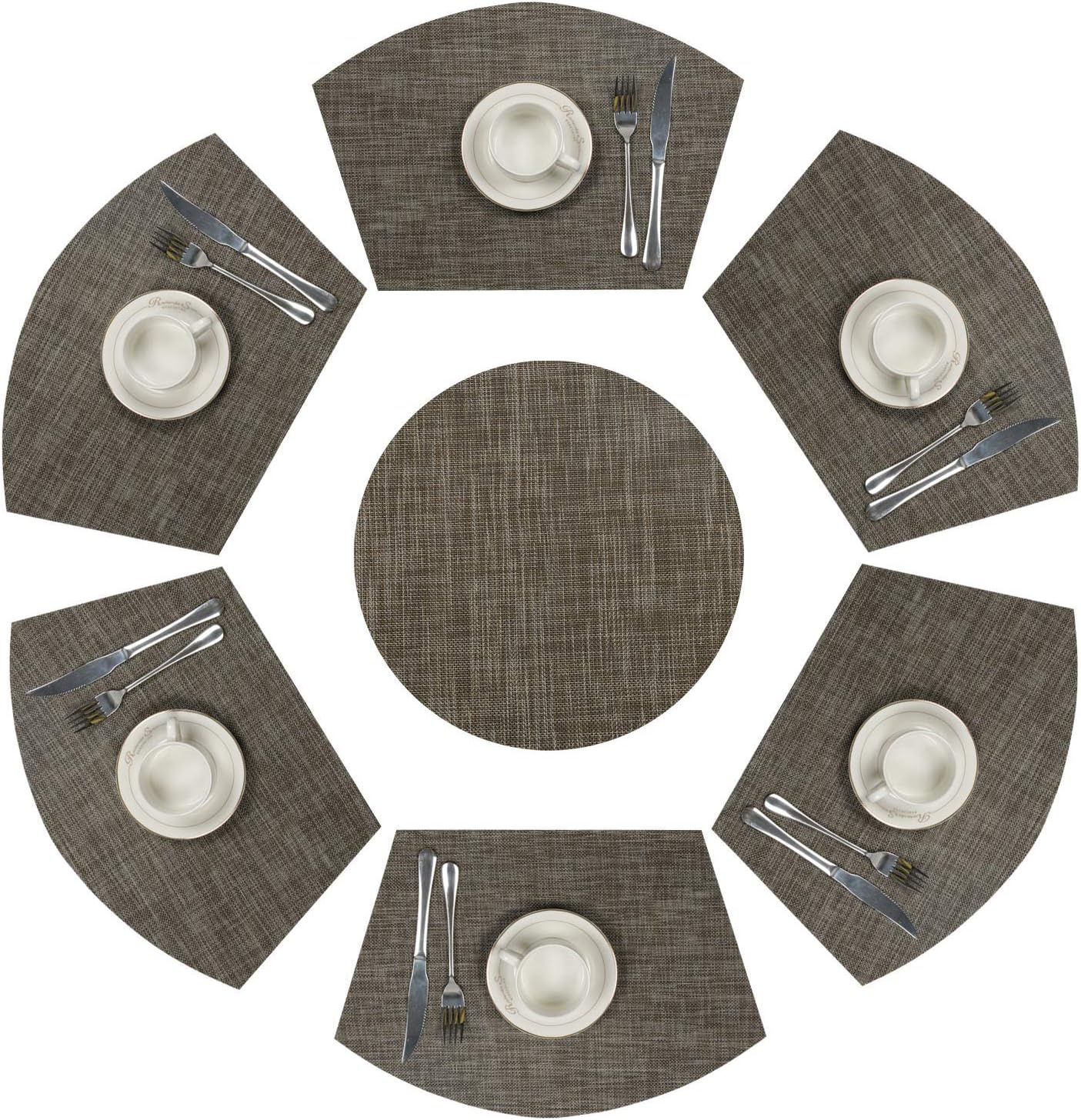 SHACOS Black Round Place Mats Non slip Table Mats Heat Insulation Stain-resistant Dinning PVC Table Mats Set of 7