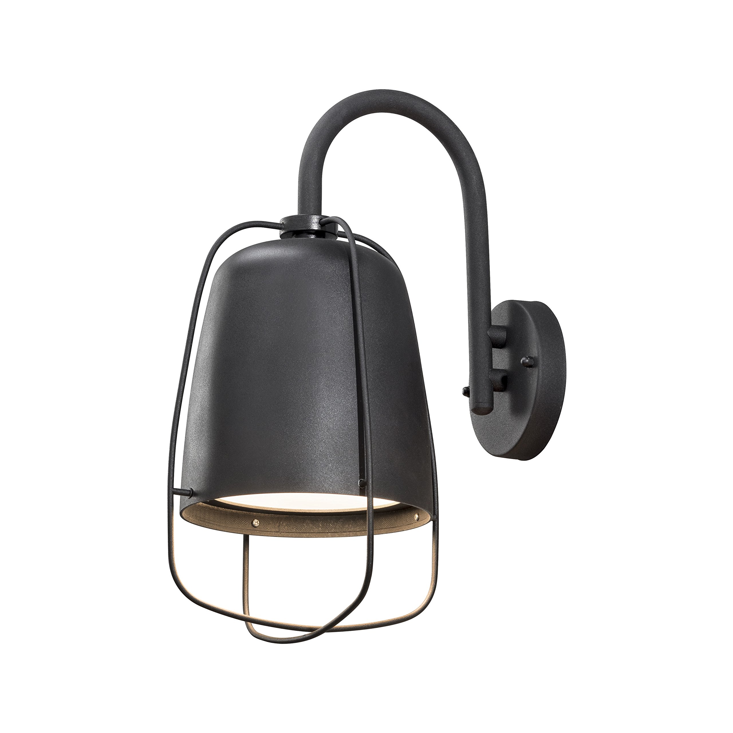 Konstsmide Outdoor Wall Lights/Perugia Down Swan Neck Fishermans Style Lantern/ 1 x 60 W Max E27 (Not Included) Wall Lamp/Opal-Frosted Glass Lens/Aluminium/IP44 /Outside Light Black,7526-750