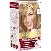 L'Oreal Paris Excellence Cr&egrave;me Permanent Hair Dye, Triple Care Hair Color with Hyaluronic Acid for 100% Gray Coverage, 8 Medium Blonde, 1 Kit (Packaging May Vary)