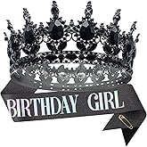 YOUlDIANZI Queen Crown Birthday Crowns for Women, Birthday Sash, BirthdayTiara for Princess Set, Princess RhinestoneBirthday-Headband-Birthdays Gifts for Womens, Sweet Happy Accessories