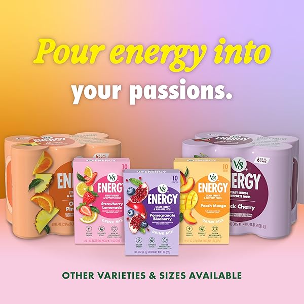 V8 ENERGY STRAWBERRY BANANA JUICE ENERGY DRINK, 8 FL OZ CAN (24 PACK)