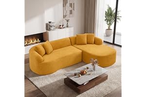 OQQOEE 101” Curved Sectional Sofa with Chaise, Boneless Cloud Couch, Deep Seat Fabric Modular Sofa, No Assembly, L Shaped Cou