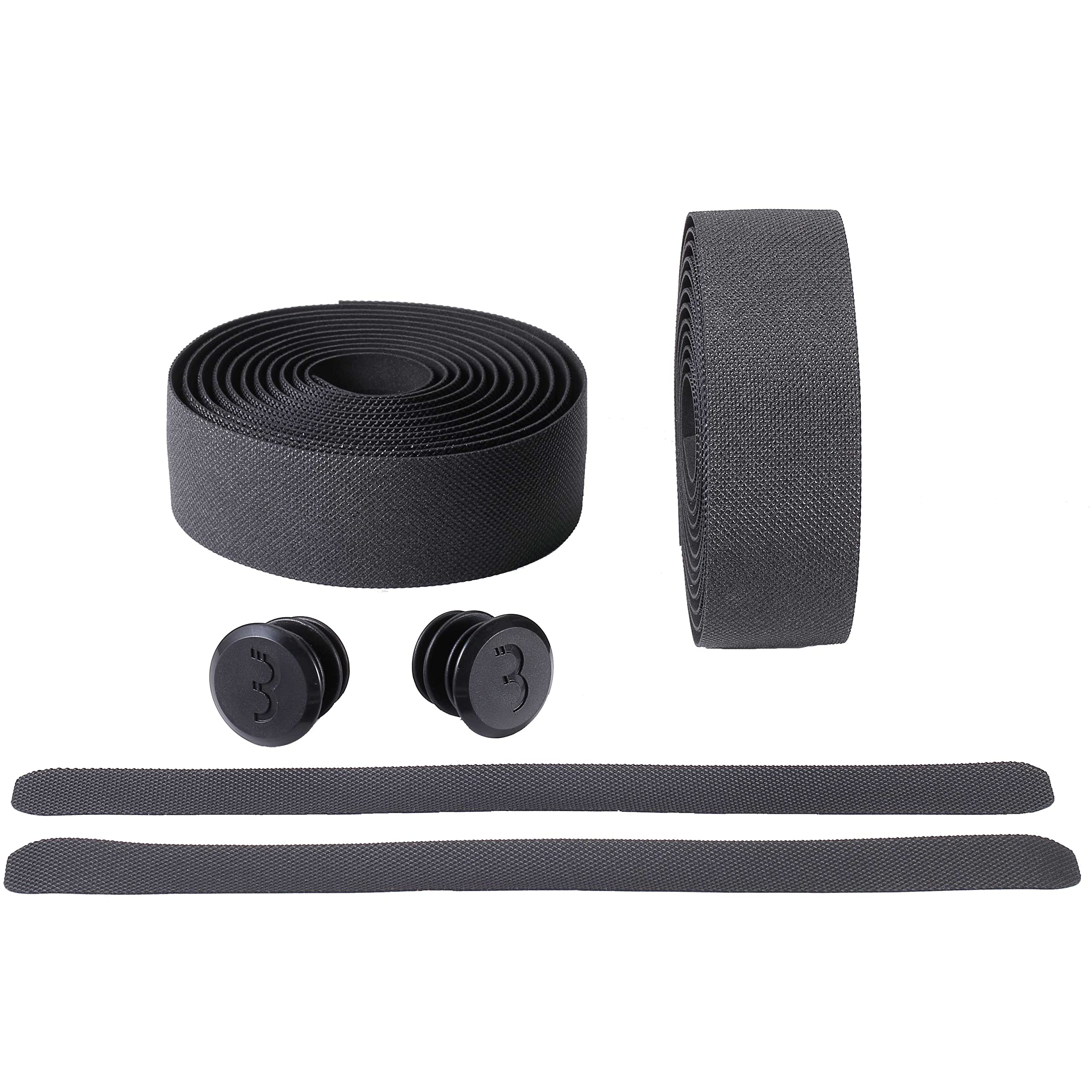 BBB Cycling, ReflectRibbon, Bike Handlebar Tape, Gel Bar Reflective Grip Tape, Road, Urban, MTB Bicycles, Non-Slip, Includes Handlebar Plugs, BHT-17, Black, One Size