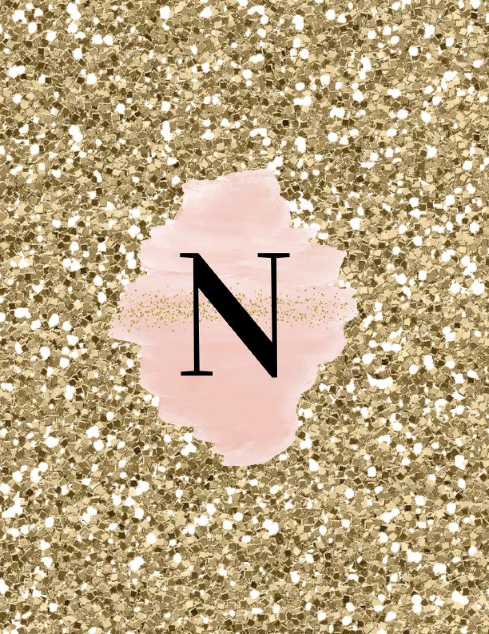 INITIAL "N" GOLD GLITTER GLOSSY LINED NOTEBOOK (8.5 × 11, 200 PAGES)