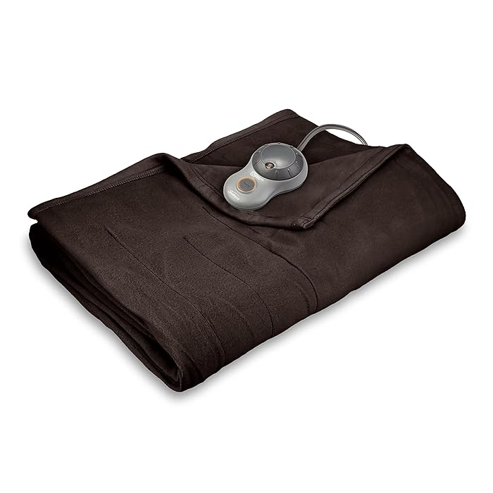 Sunbeam Heated Blanket | 10 Heat Settings, Quilted Fleece, Walnut, Full