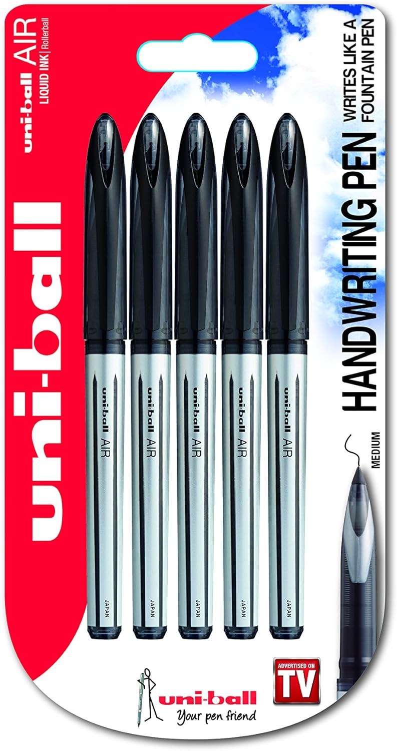 Uniball Air Ub-188-L Pack De 3 Stylos À Bille Encre Permanente Pointe Sensation Stylo Plume Bleu