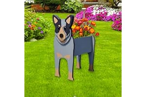 STROLFAY Australian Cattle Dog Planter Plant Pots,Cute Garden Dog Flower Planter,Dog Planters Birthday Gifts for Women,Office,Indoor/Outdoor Decor（9.45 * 9.02 * 13.39in）