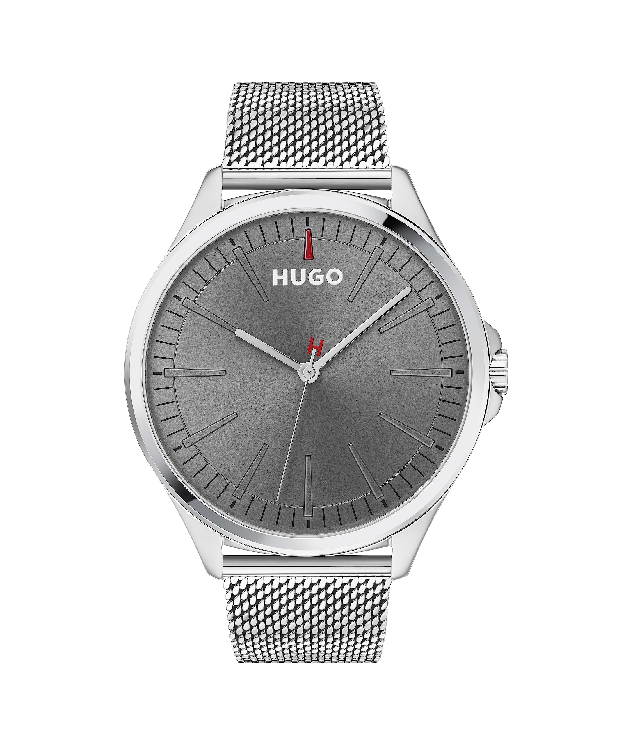 HUGO Analogue Quartz Watch for Men #Smash Collection with Silver Stainless Steel Mesh Bracelet - 1530135