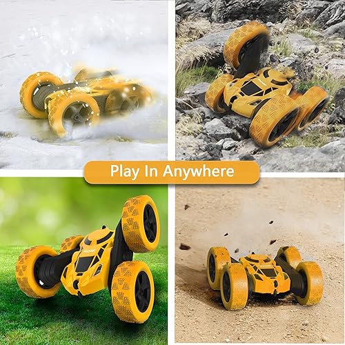 Remote Control Car Double Sided 360°Rotating 4WD RC Cars with Headlights  Electric Race Stunt Toy Car Re