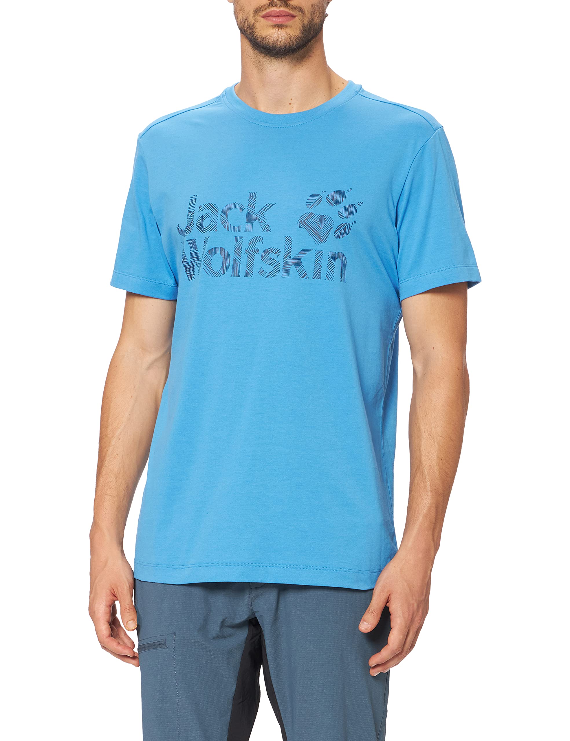 Jack Wolfskin Brand Logo T-Shirt Men' S T-Shirt - Wave Blue, XXX-Large