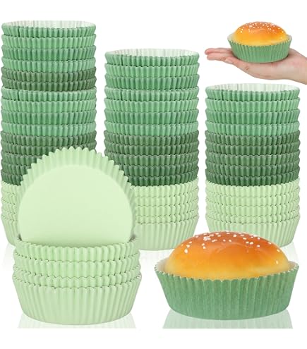 100 Pcs Ruffled Round Baking Cups - Non-Stick Paper Muffin Liners For Cupcakes, Brownies, Snacks - Oven & Freezer Safe