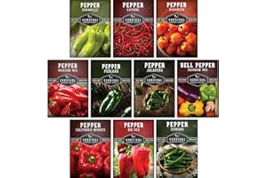 10 Pepper Seed Packs for Planting | Jalapeño, Serrano, Cayenne, Bell, Habanero, Poblano & More – Hot & Sweet Heirloom Non-GMO Peppers Collection – Survival Garden Seeds