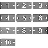 StayMax Rectangle Metal Hollowed Numbered Tags Stainless Steel Number Key Tags (1-10)