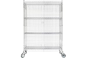 Krollen Industrial Commercial Grade NSF Listed Metal Wire Mesh Storage Chrome Mobile Security Cage Kit, 18" x 48" x 70", Perfect for Warehouse, Grocery Store, Restaurant, Dishroom