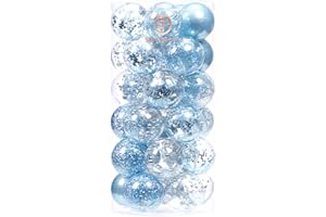 Sea Team Shatterproof Clear Plastic Christmas Ball Ornaments Decorative Xmas Balls Baubles Set with Stuffed Delicate Decorations (60mm/2.36 inch 30-Pack, Babyblue)