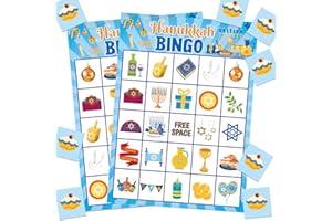 Fancy Land Hanukkah Bingo Games Happy Hanukkah Party Games Chanukkah Bingo Cards Decoration for Kids Adults Holiday Game 24 Players