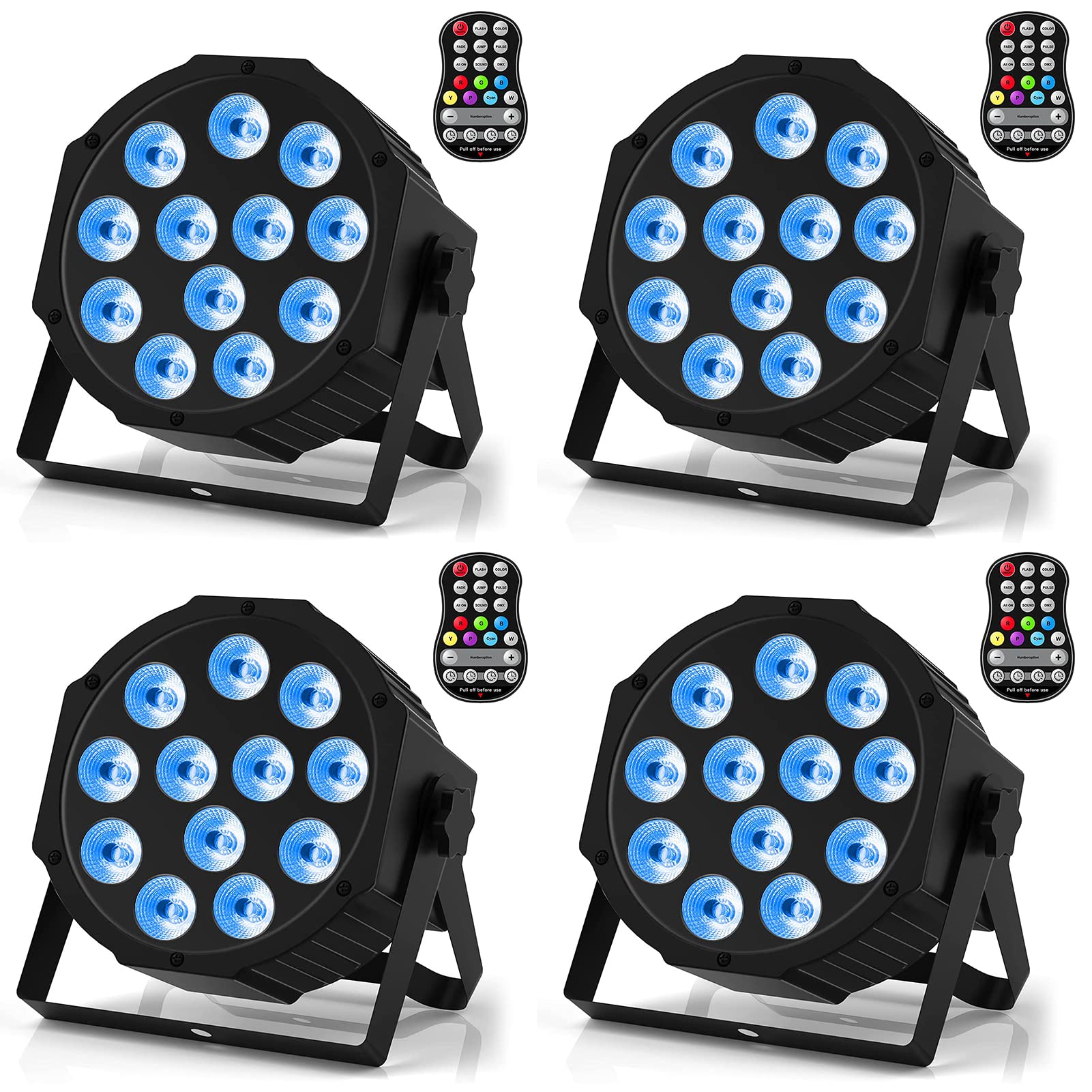 Photo 1 of Rechargeable Par Lights RGBW 4-in-1 LED Uplights Battery Powered Stage Lights, HOLDLAMP DJ Lights Sound Activated with Remote & DMX Control for Festival Party Event Wedding Bar (4 Packs)