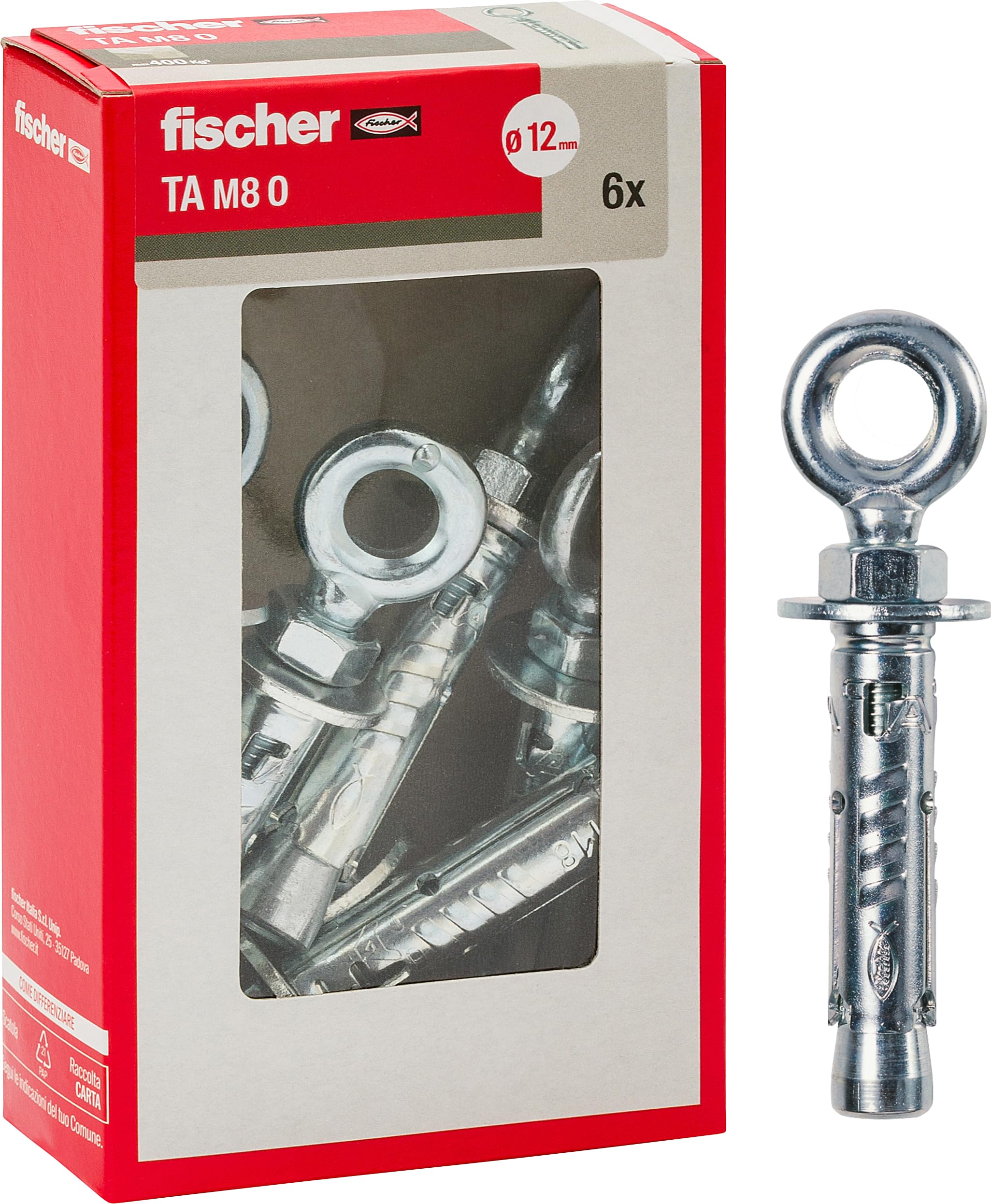 Fischer 71255 Steel Dowels Ta M 8 with Eye, Diameter 12 mm