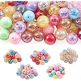 Beadthoven 100pcs 20mm Mix Chunky Bubblegum Acrylic Beads 5style Colorful AB Round Gumball Beads Loose Craft Spacers for DIY Pen Jewelry Making Chunky Necklace Bracelet Beaded Chain Supplies