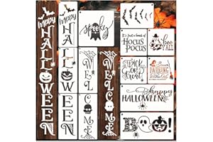 BOQON Halloween Stencils for Painting on Wood Door Sign Reusable Large Holiday Stencil for Crafts Canvas Wall Shirts Cookie Drawing Paint Decorating (Halloween Sign)