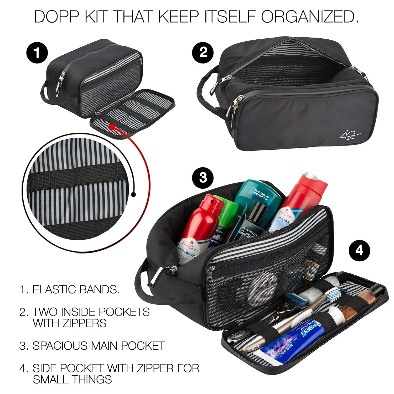 Toiletry Bag Dopp Kit for Men - Nylon Travel Toiletry Bag Waterproof Shower Cosmetic Organizer for Women Men - Travel Kit Shaving Bag for Men : Beauty