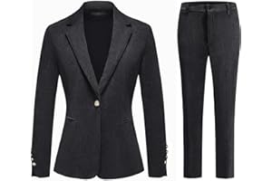 Lamgool Womens 2 Piece Corduroy Pants Suit Set - Blazer & Pants Tuxedo Outfit for Casual Formal Wedding